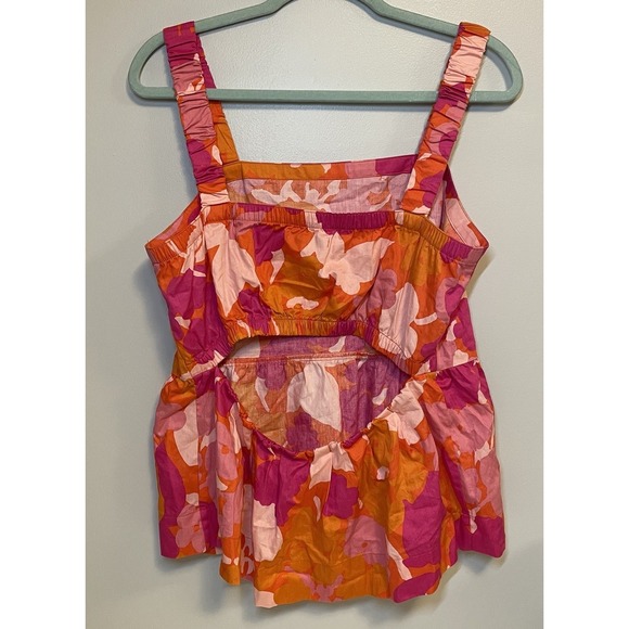 Free Assembly‎ Square Neck Top Size L Elastic Straps Bold Colorful Spring Casual - Picture 2 of 6